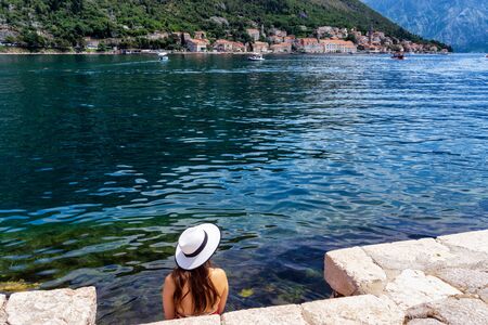 PERAST, MONTENEGRO - JULY 8: View of ancient town of Perast in Montenegro on July 8, 2018のeditorial素材