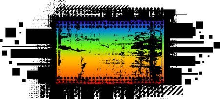 Rainbow banner in dark grunge styleのイラスト素材