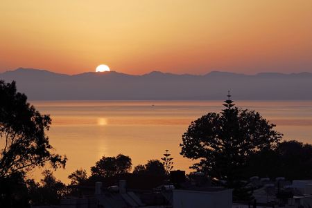 bay of chania during sunriseの写真素材