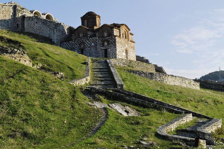 byzantine orthodox church in Berat, Albaniaの写真素材
