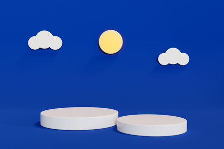 3D rendering scene with podium and abstract background. podium for cosmetic product presentation.の写真素材