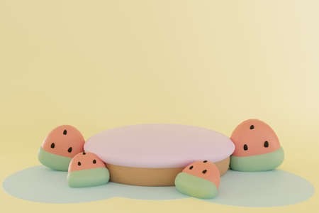 3D rendering scene with podium and abstract background. podium for cosmetic product presentation.の写真素材
