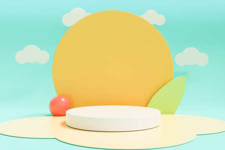 3D rendering scene with podium and abstract background. podium for cosmetic product presentation.の写真素材