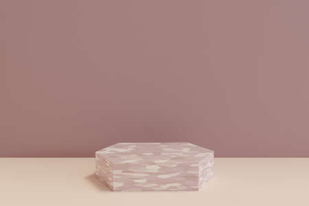 3D rendering scene with podium and abstract background. podium for cosmetic product presentation.の写真素材