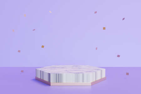 3D rendering scene with podium and abstract background. podium for cosmetic product presentation.の写真素材