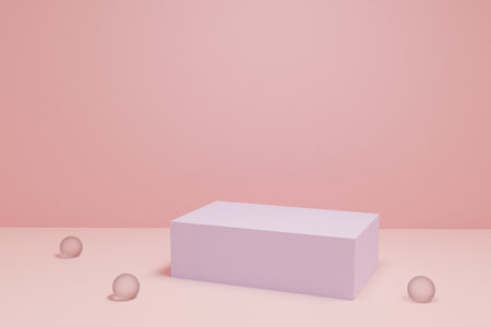 3D rendering scene with podium and abstract background. podium for cosmetic product presentation.の写真素材