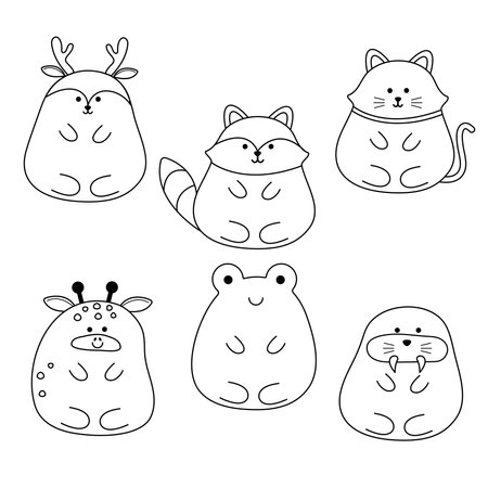 icon outline set, animal collection. Paint. Isolate the background.のイラスト素材