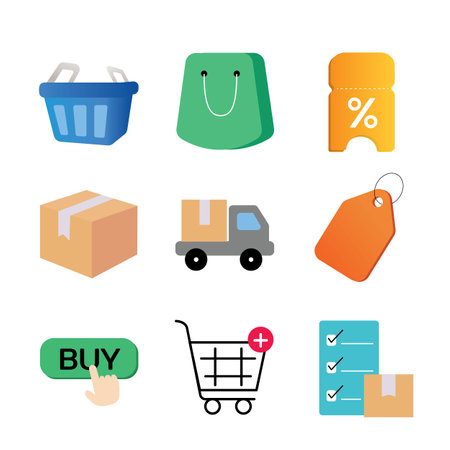 icon set Online shopping. Online marketing. Vector.Isolated backgroundのイラスト素材