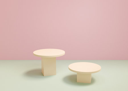 3D rendering scene with podium and abstract background. podium for cosmetic product presentation.の写真素材