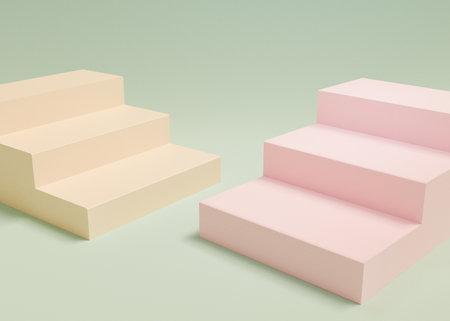 3D rendering scene with podium and abstract background. podium for cosmetic product presentation.の写真素材