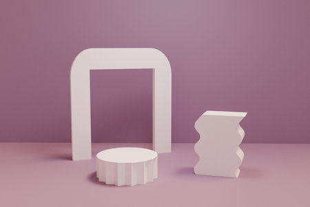 3D rendering scene with podium and abstract background. podium for cosmetic product presentation.の写真素材
