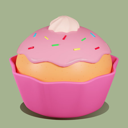 3d bakery illustration. Cute bakery image , dessert, water ,drink, 3d render.の写真素材