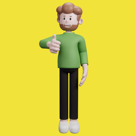 Illustration of a three-dimensional cartoon character. Various gestures. Businessman 3d render.の写真素材