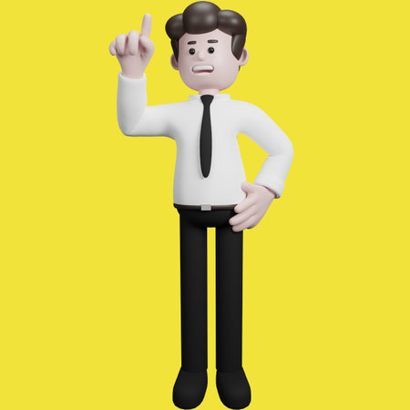 Illustration of a three-dimensional cartoon character. Various gestures. Businessman 3d render.の写真素材
