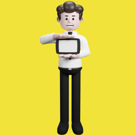 Illustration of a three-dimensional cartoon character. Various gestures. Businessman 3d render.の写真素材