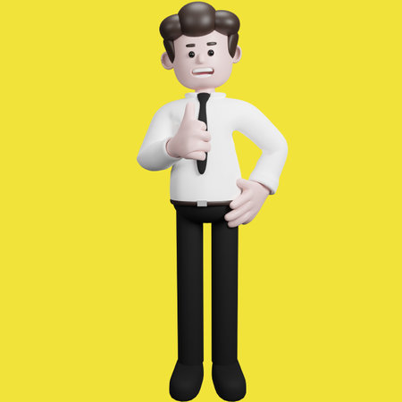 Illustration of a three-dimensional cartoon character. Various gestures. Businessman 3d render.の写真素材