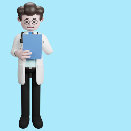3D rendering of a cartoon doctor character. illustration of Male Doctor.presentation clip art.の写真素材