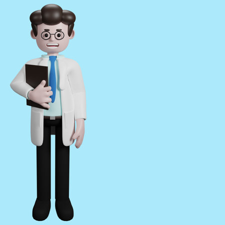 3D rendering of a cartoon doctor character. illustration of Male Doctor.presentation clip art.の写真素材