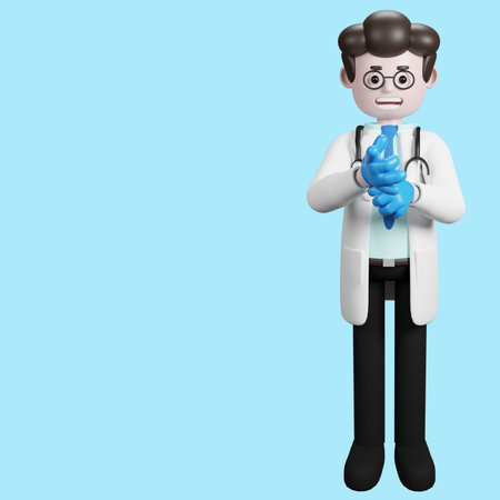 3D rendering of a cartoon doctor character. illustration of Male Doctor.presentation clip art.の写真素材