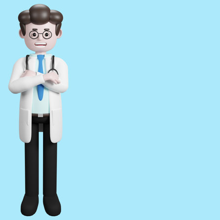 3D rendering of a cartoon doctor character. illustration of Male Doctor.presentation clip art.の写真素材