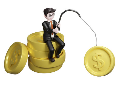 3d render illustration. Finance, investment, money growth, finance cartoon character.の写真素材