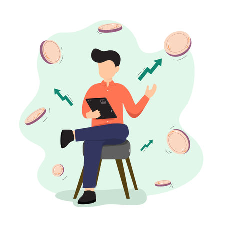 illustration cartoon Finance, investment, money growth, finance cartoon character.のイラスト素材