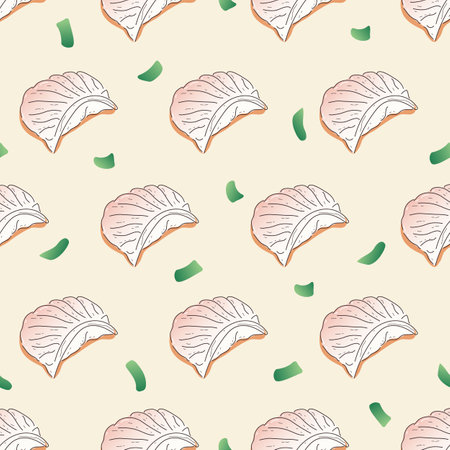 Vector illustration. Seamless chinese new year pattern with hand drawn  celebration background elementsのイラスト素材