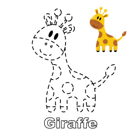 Vector illustration. Coloring book . Cartoon animal. Clipart set for nursery poster, Practice skillsのイラスト素材
