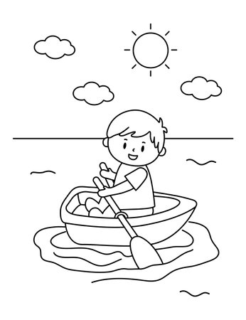 Vector illustration coloring simple cartoons for children Fun and Creative Coloring Pages For Girls  Boys.のイラスト素材