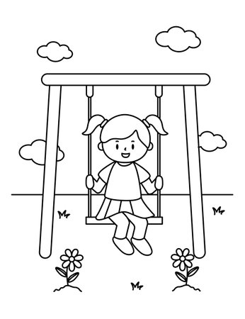 Vector illustration coloring simple cartoons for children Fun and Creative Coloring Pages For Girls  Boys.のイラスト素材