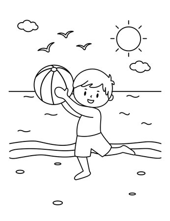Vector illustration coloring simple cartoons for children Fun and Creative Coloring Pages For Girls  Boys.のイラスト素材