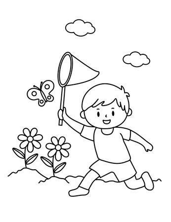 Vector illustration coloring simple cartoons for children Fun and Creative Coloring Pagesのイラスト素材