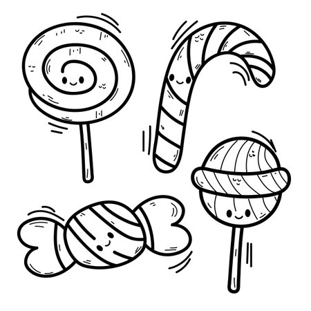 Vector illustration coloring simple cartoons. outline black and white, iconのイラスト素材