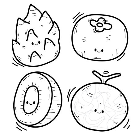Vector illustration coloring simple cartoons. outline black and white, iconのイラスト素材