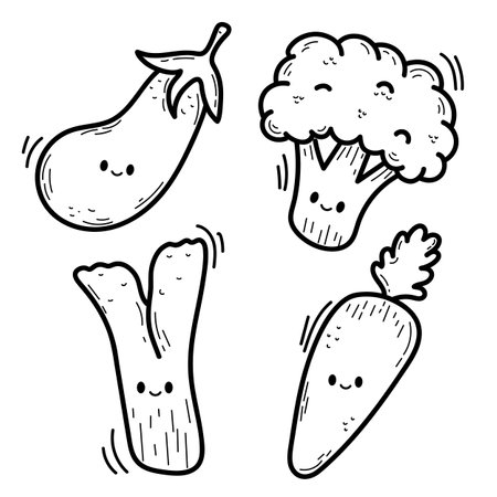 Vector illustration coloring simple cartoons. outline black and white, iconのイラスト素材