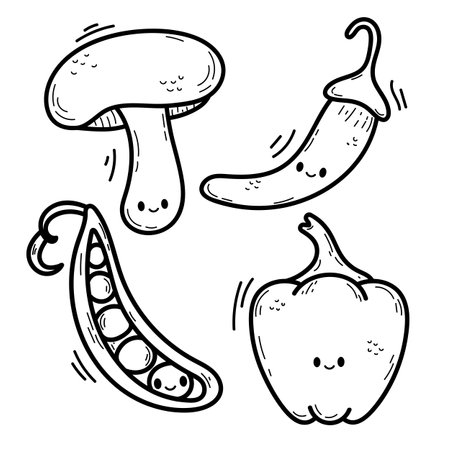 Vector illustration coloring simple cartoons. outline black and white, iconのイラスト素材