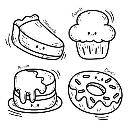 Vector illustration coloring simple cartoons. outline black and white, iconのイラスト素材