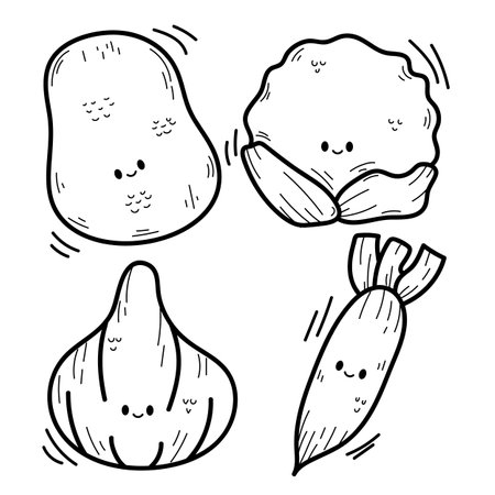 Vector illustration coloring simple cartoons. outline black and white, iconのイラスト素材