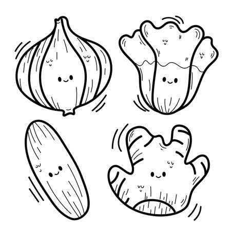 Vector illustration coloring simple cartoons. outline black and white, iconのイラスト素材