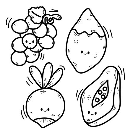 Vector illustration coloring simple cartoons. outline black and white, iconのイラスト素材