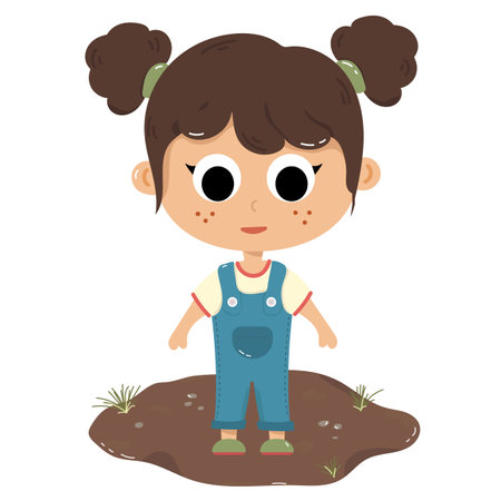 Vector illustration of a girl walking at the parkのイラスト素材