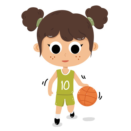 Illustration of girl playing basketballのイラスト素材