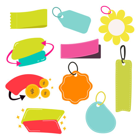 Set vector empty colorful speech bubbles for chat messages, message boxes, balloons, labels, price tags, stickers, posters, badges. Speech signs, communication frames.のイラスト素材