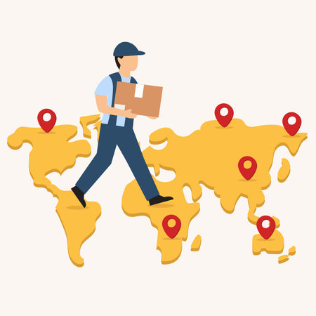 Set of global shipping illustrations. Trade. Shipping. Isolated background Vector.のイラスト素材