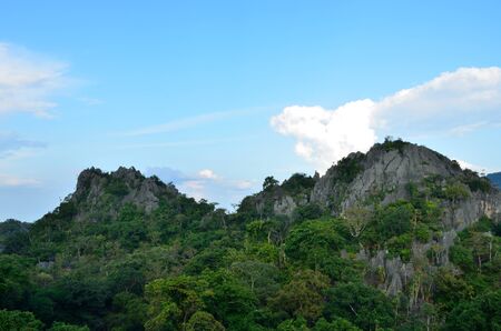 Two peak stone mountain of skyの写真素材