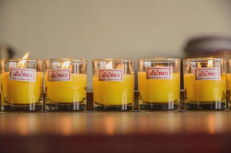 Row candle grassの写真素材