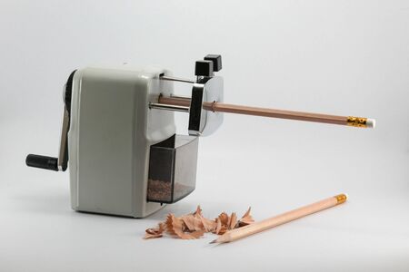 A pencil sharpener isolated on white background.の写真素材