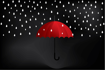A red umbrella in rain  ideas design vector illustration on background.のイラスト素材