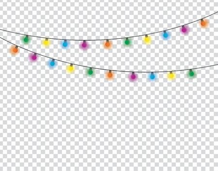 Christmas lights on white illustration.のイラスト素材