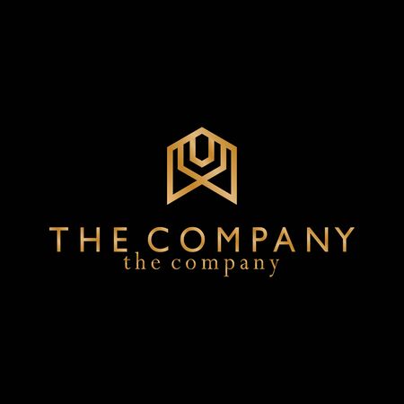 The Company building icon design illustration on a black backgroundのイラスト素材